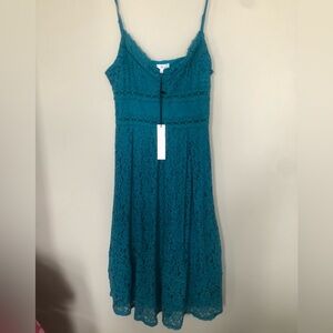 NWT teal NSR crotchet lace Midi Large Dress.